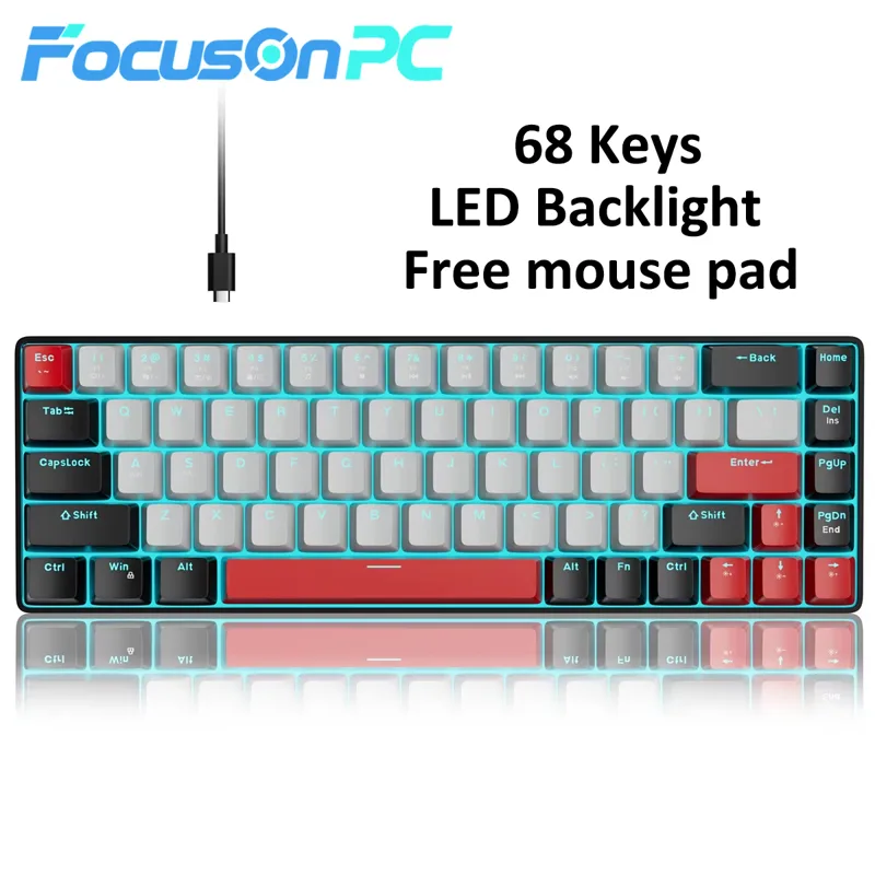 Gaming Keyboard Number Pad - Teclado Mecânico Portátil FocusOnPC MK-BOX 60%,