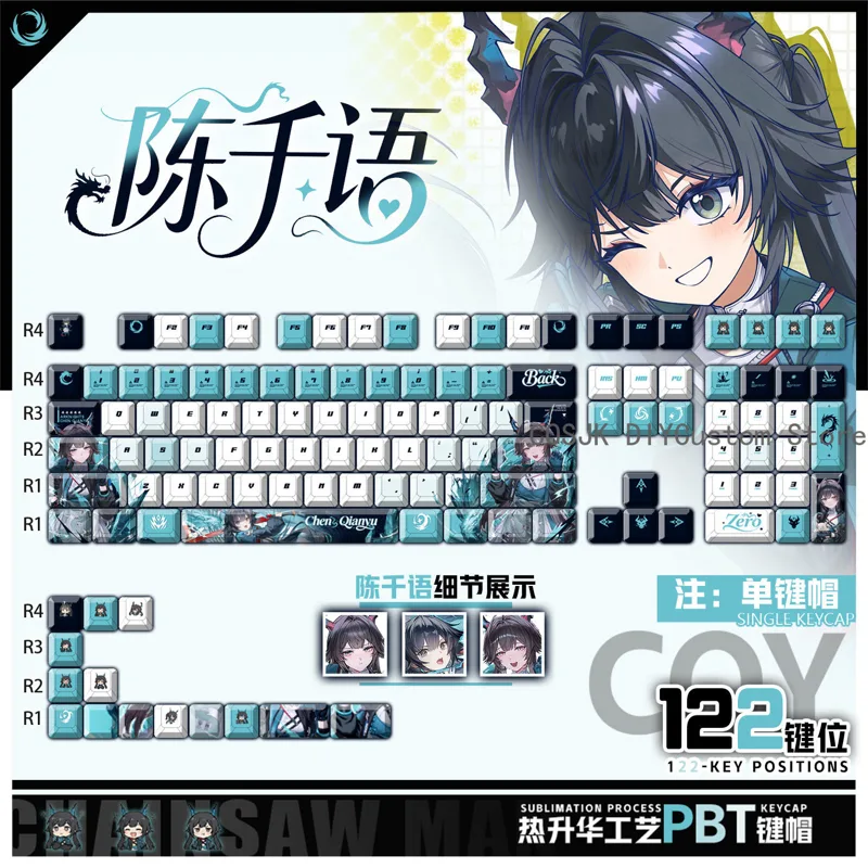 Gaming Keyboard Top - Conjunto de 122 Teclas Anime Chen