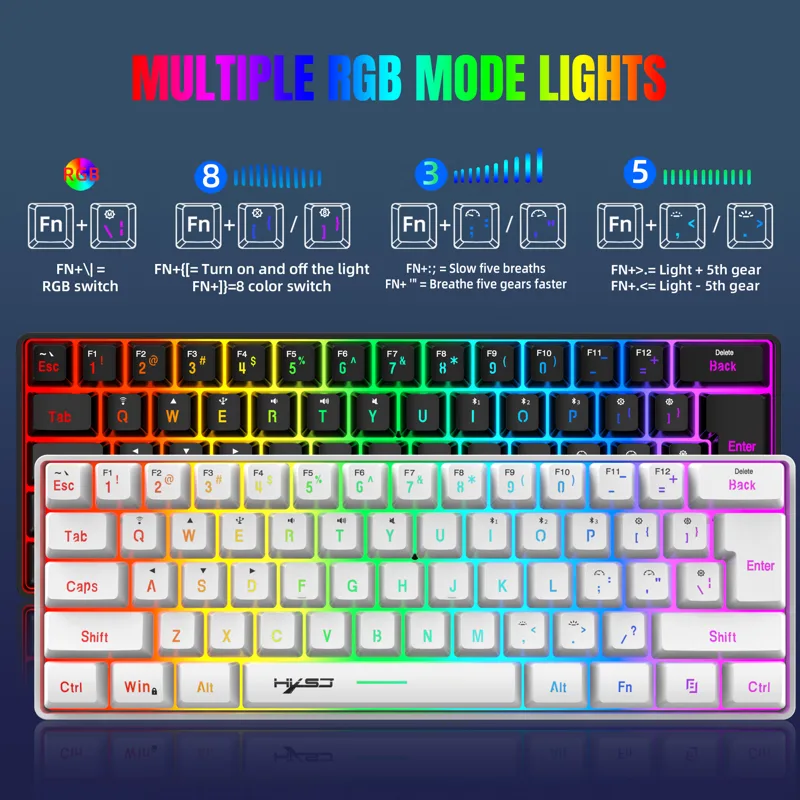 Gaming Keyboard Bundle - Teclado Gamer HXSJ L500 Tri-Modo com