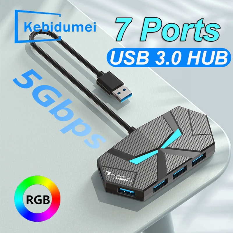Gaming Keyboard Type C - 7 portas usb 3.0 hub tipo