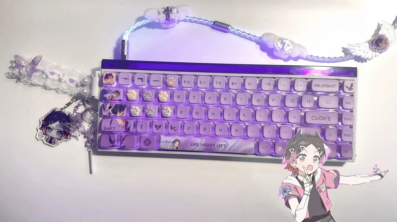 Gaming Keyboard Type C - Cabo Aviador Iluminado Personalizado Rosa e