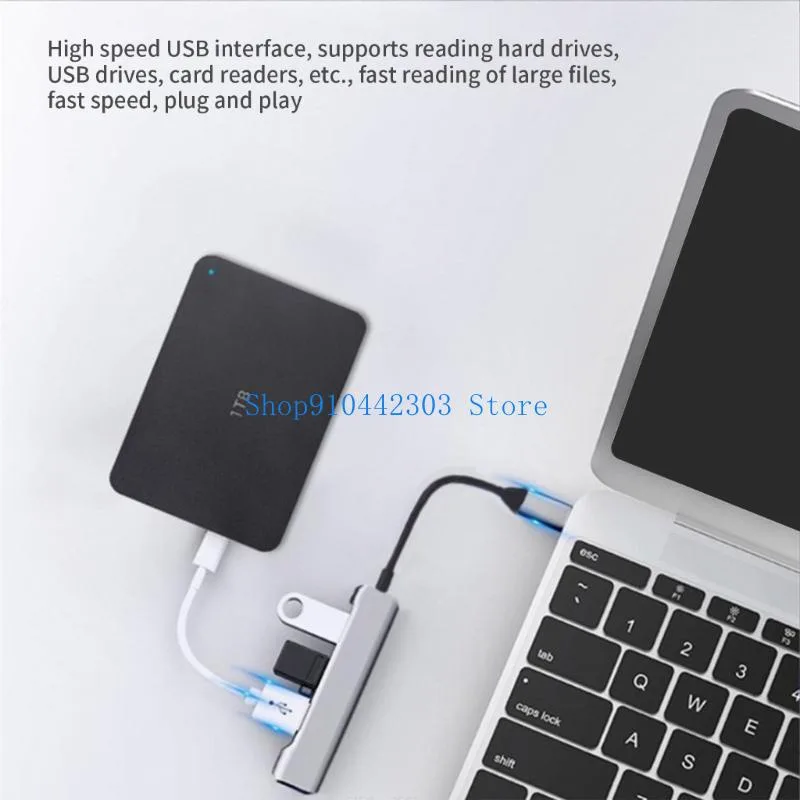 Gaming Keyboard Splitter - 652F USB C/USB Hub 4 portas
