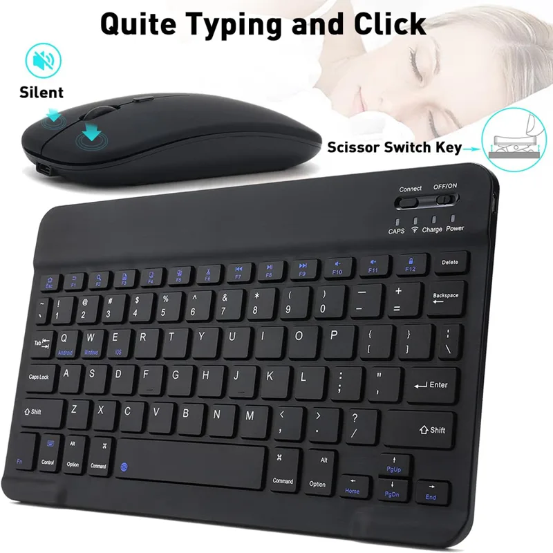 Gaming Keyboard Mouse Wireless - Mini teclado sem fio bluetooth de