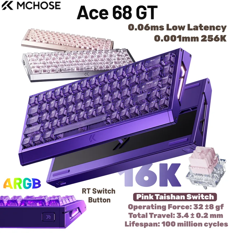 Gaming Keyboard Hot Swappable - Teclado Gamer MCHOSE Ace 68 GT