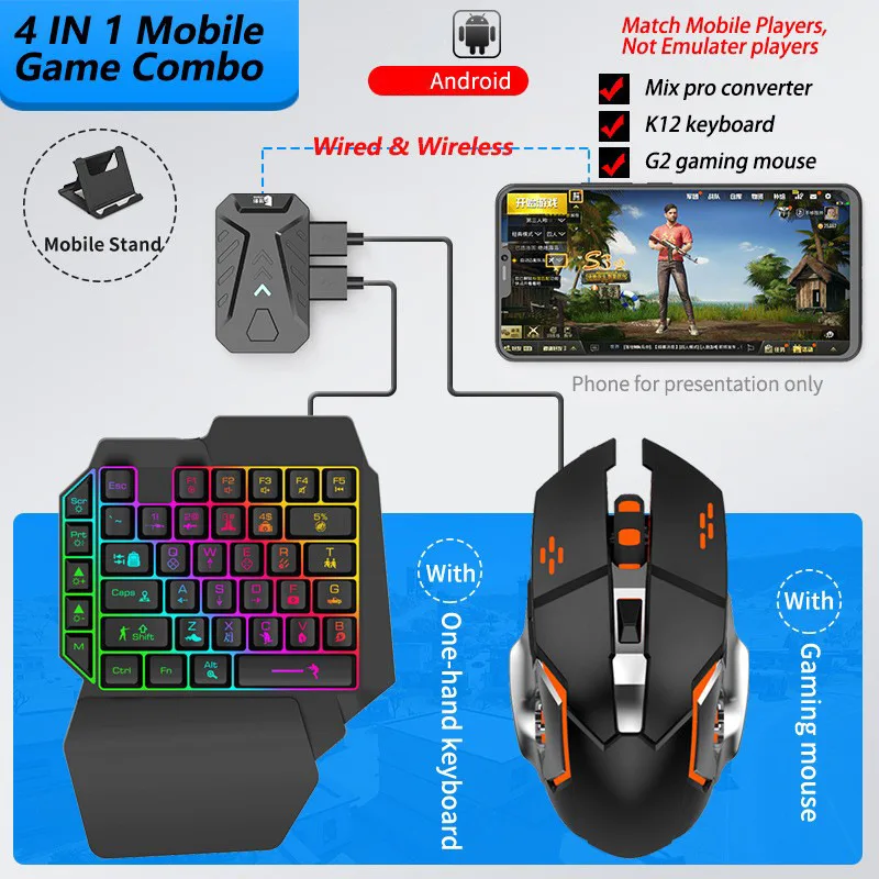 Gaming Keyboard And Mouse Converter For Mobile - Conversor de jogos móveis, kit de