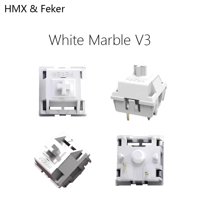 Gaming Keyboard Hot Swappable - Hmx finder mármore branco v3 acessórios