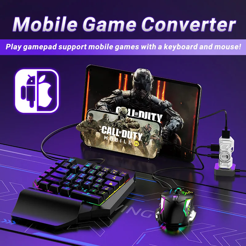 Gaming Keyboard And Mouse Converter For Mobile - Kit Conversor de Jogos para Celular