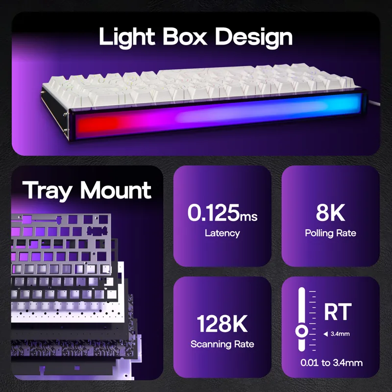 AULA Hero68 HE 65% ANSI EUA La - Gaming Keyboard Hall Effect Switches avaliação e preço