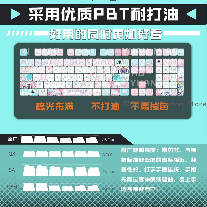 Conjunto de 122 Teclas Anime W - Gaming Keyboard Top avaliação e preço