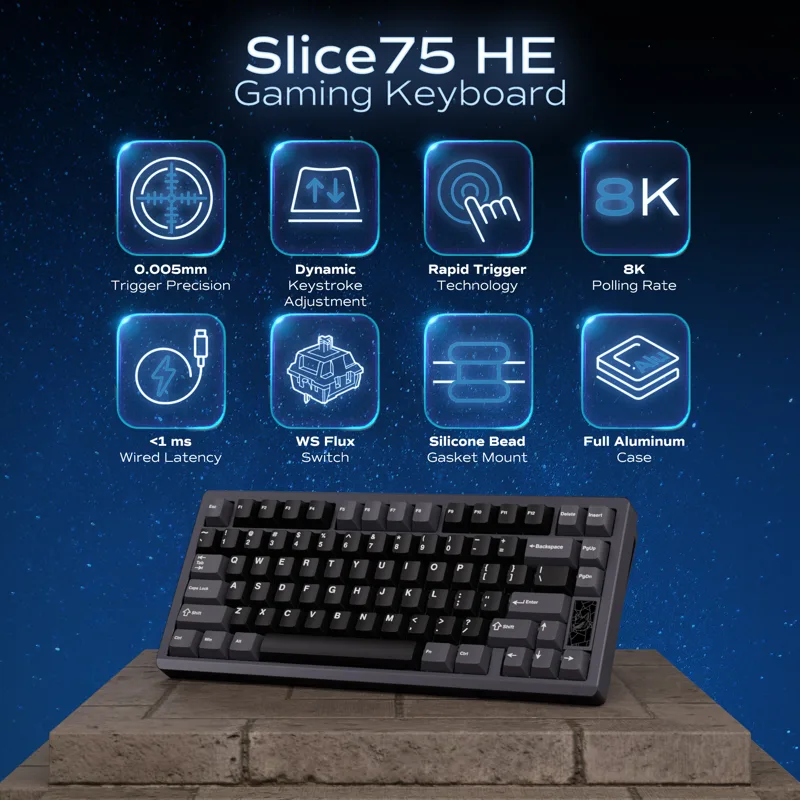 Teclado Gamer Chilkey Slice75  - Gaming Keyboard Hall Effect Switches avaliação e preço