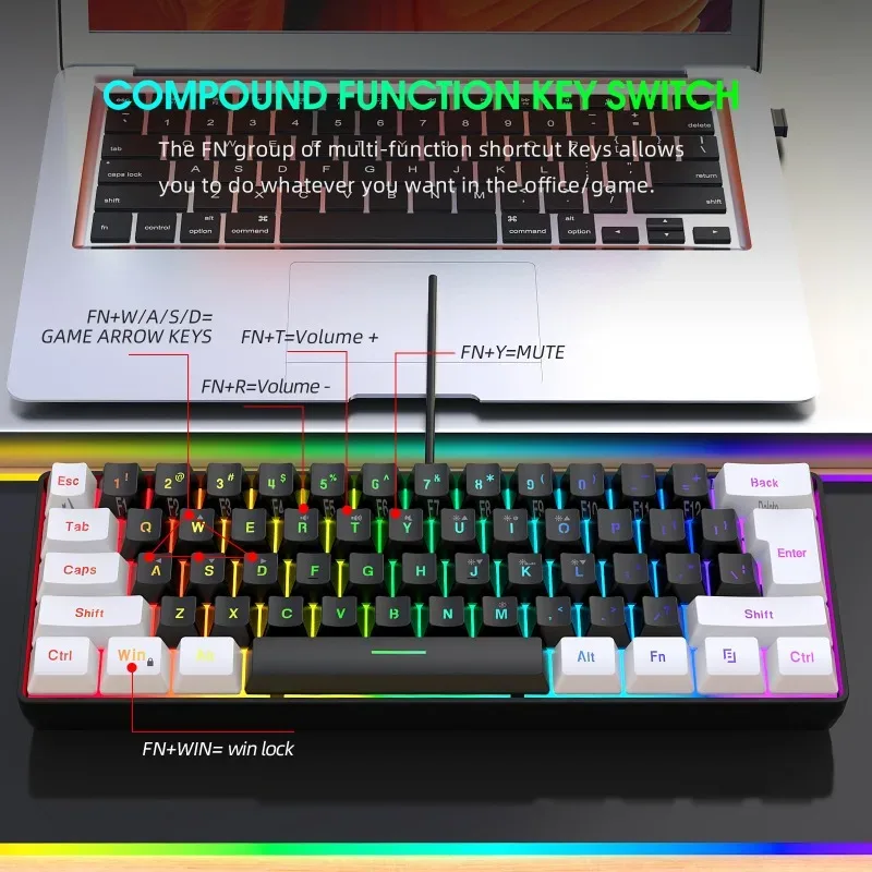 Kit de Teclado e Mouse 60% par - Gaming Keyboard Bundle avaliação e preço