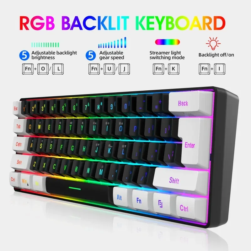 Kit de Teclado e Mouse 60% par - Gaming Keyboard Bundle avaliação e preço