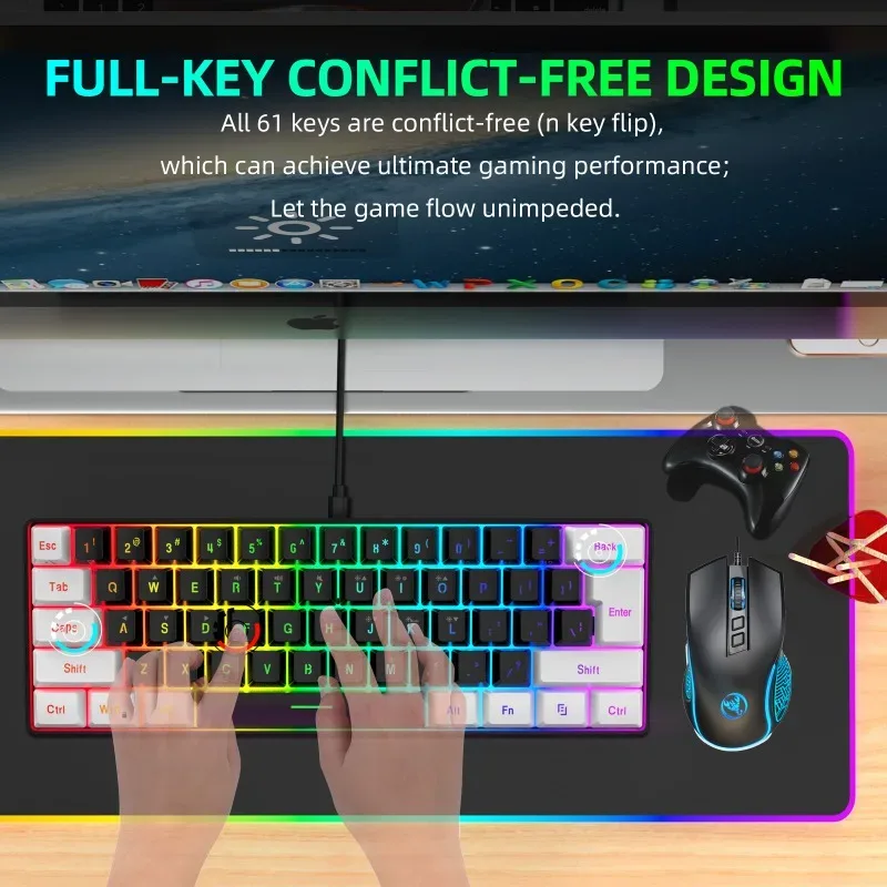 Kit de Teclado e Mouse 60% par - Gaming Keyboard Bundle avaliação e preço