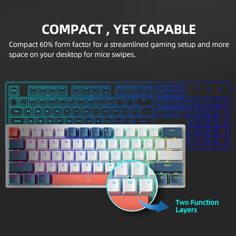 K500-B61achenike Mini Keybaord - Gaming Keyboard Hot Swappable avaliação e preço