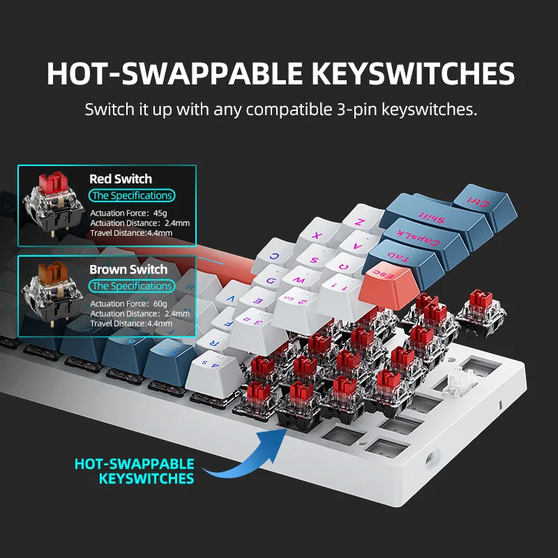 K500-B61achenike Mini Keybaord - Gaming Keyboard Hot Swappable avaliação e preço
