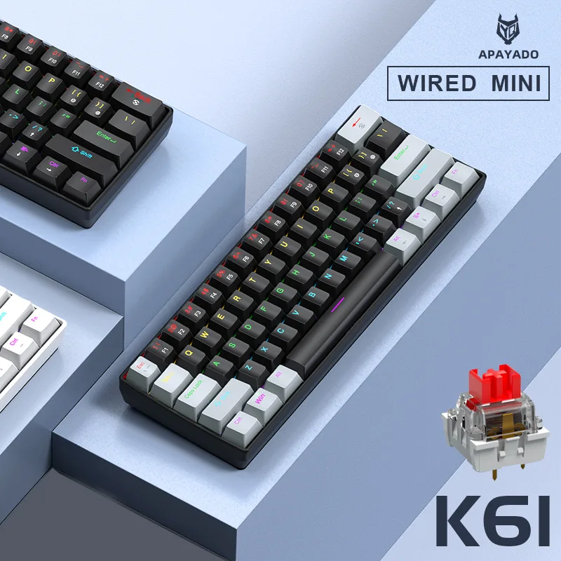 APAYADO K61 Mini teclado mecân - Gaming Keyboard Hot Swappable avaliação e preço