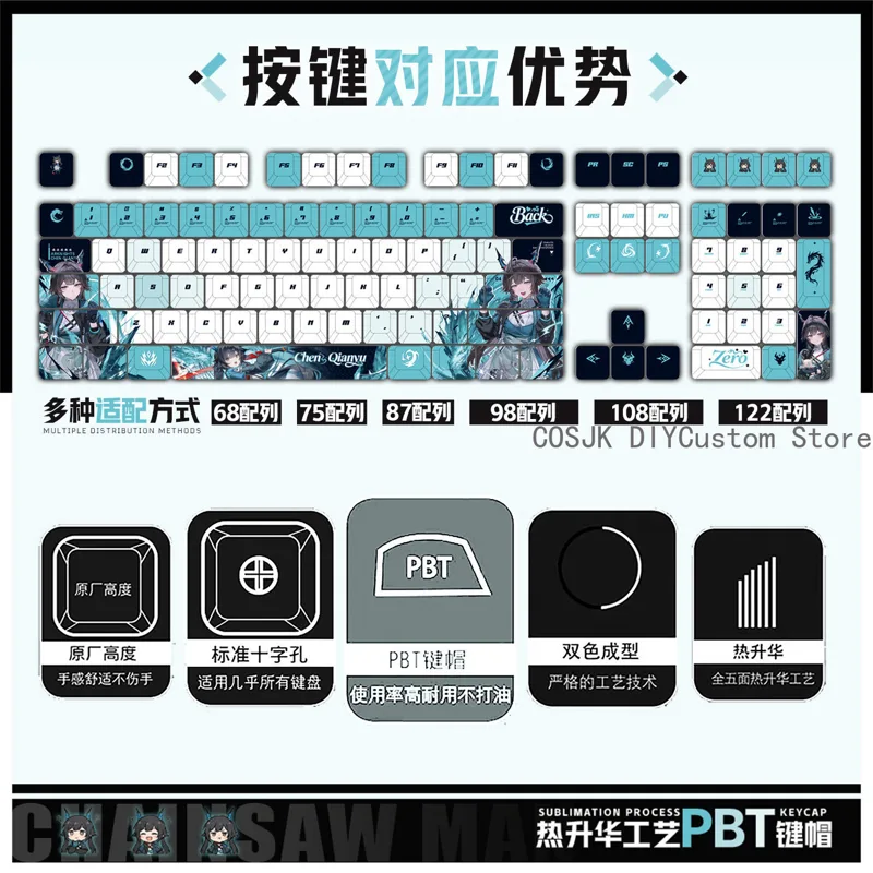 Conjunto de 122 Teclas Anime C - Gaming Keyboard Top avaliação e preço