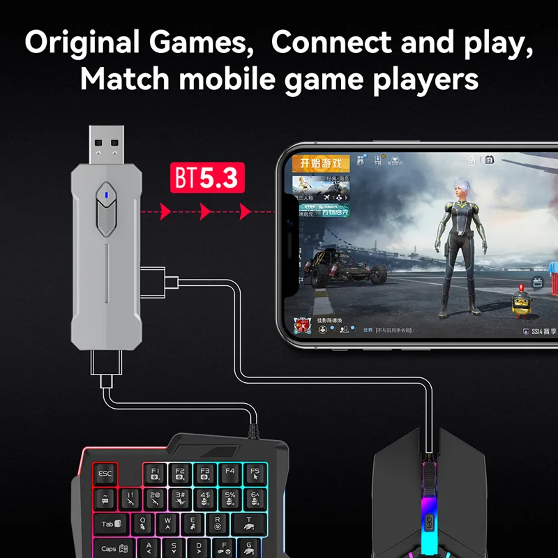 5 em 1 conversor de jogo móvel - Gaming Keyboard And Mouse Converter For Mobile avaliação e preço