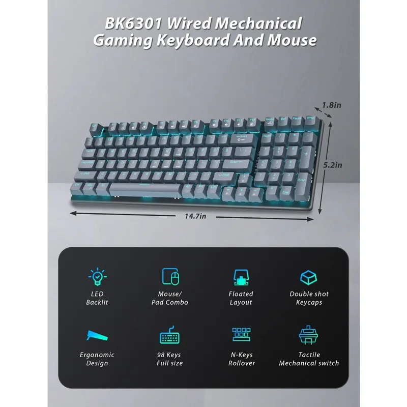 Teclado Gamer com 98 Teclas Fl - Gaming Keyboard Number Pad avaliação e preço