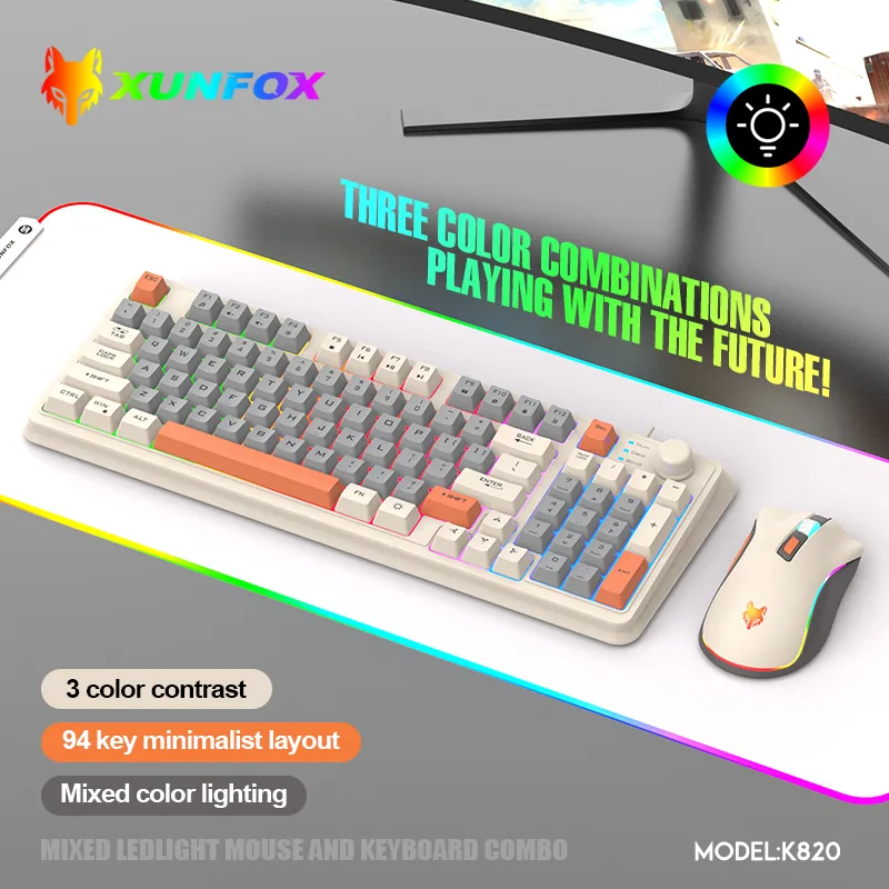 K820 USB com fio jogo teclado  - Gaming Keyboard Bundle avaliação e preço