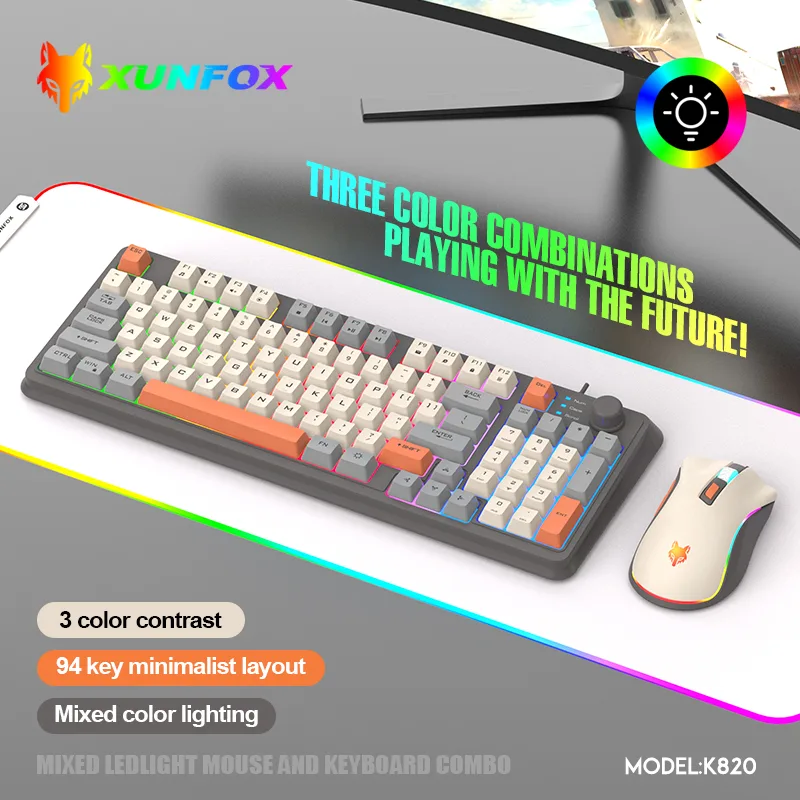 K820 USB com fio jogo teclado  - Gaming Keyboard Bundle avaliação e preço