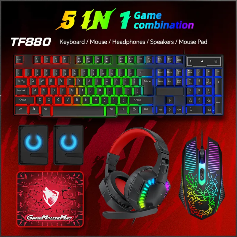 5 em 1 conjunto de teclado com - Gaming Keyboard Bundle avaliação e preço