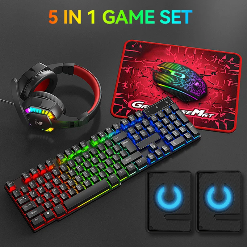 5 em 1 conjunto de teclado com - Gaming Keyboard Bundle avaliação e preço