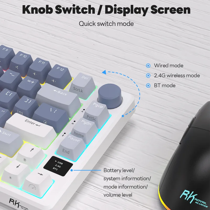 Rk royal kludge m75 2.4g sem f - Gaming Keyboard Bundle avaliação e preço