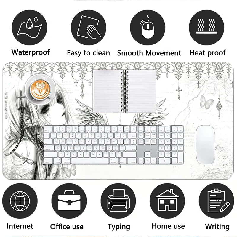 Mousepad de Couro Preto e Bran - Gaming Keyboard And Mouse Pad avaliação e preço