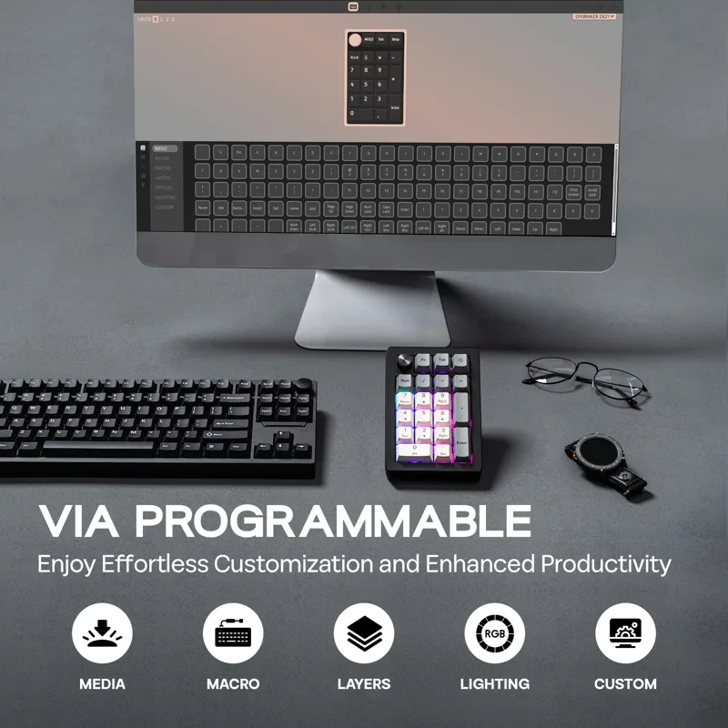 Epomaker ek21 via 20% junta co - Gaming Keyboard Mini Mechanical avaliação e preço